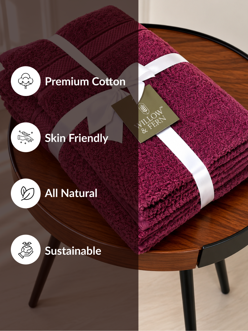 Burgundy Premium 550 GSM Cotton Towel Set