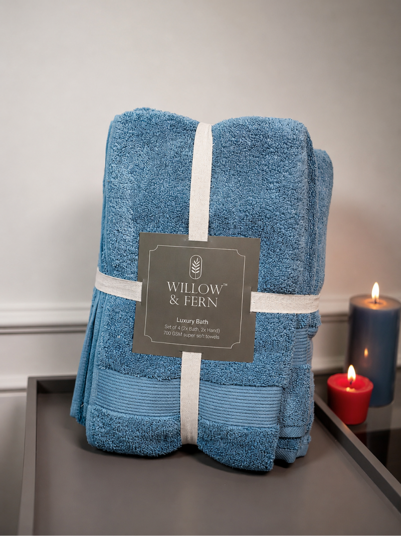 Blue Premium 700 GSM Cotton Towel Set