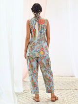 Blue Floral Cotton Printed Coord-Set