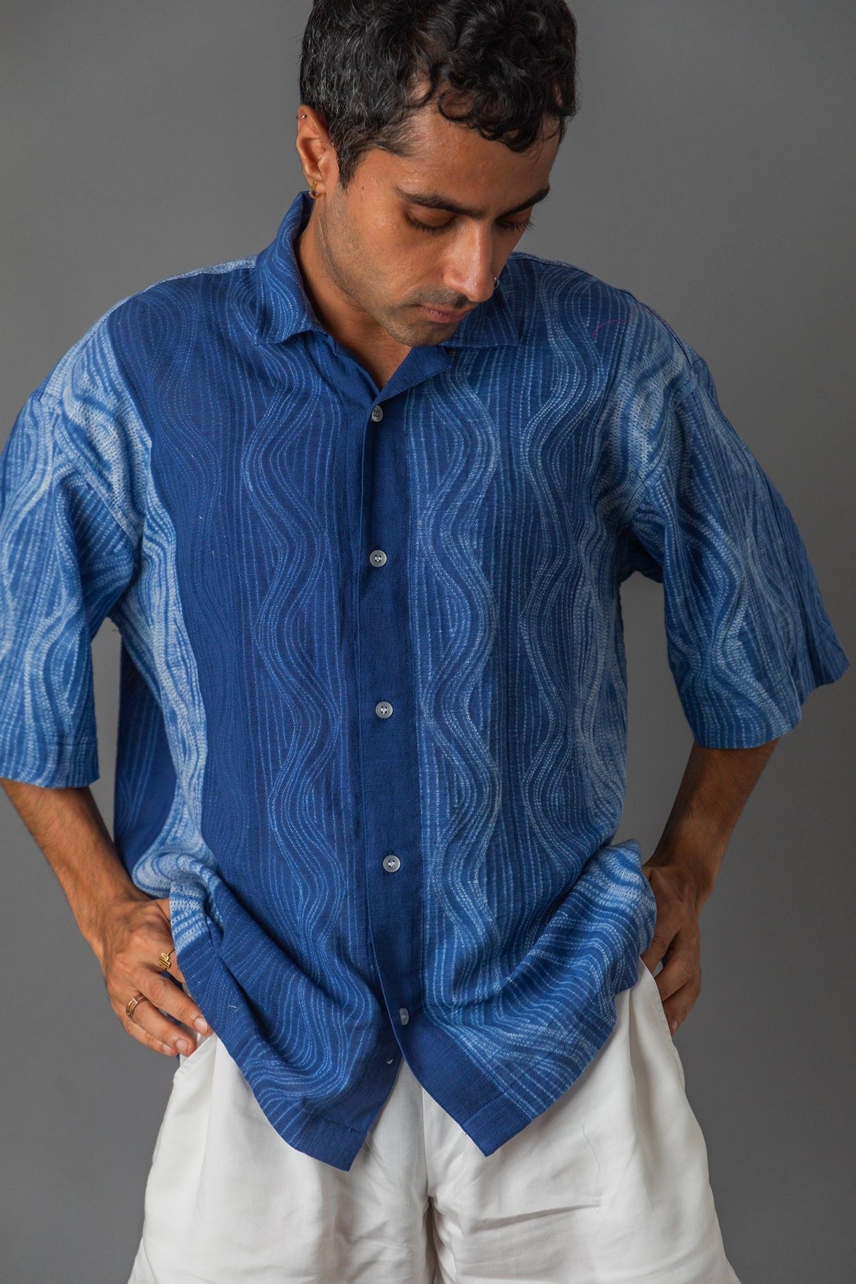 Wavy Blue Boxy Shirt