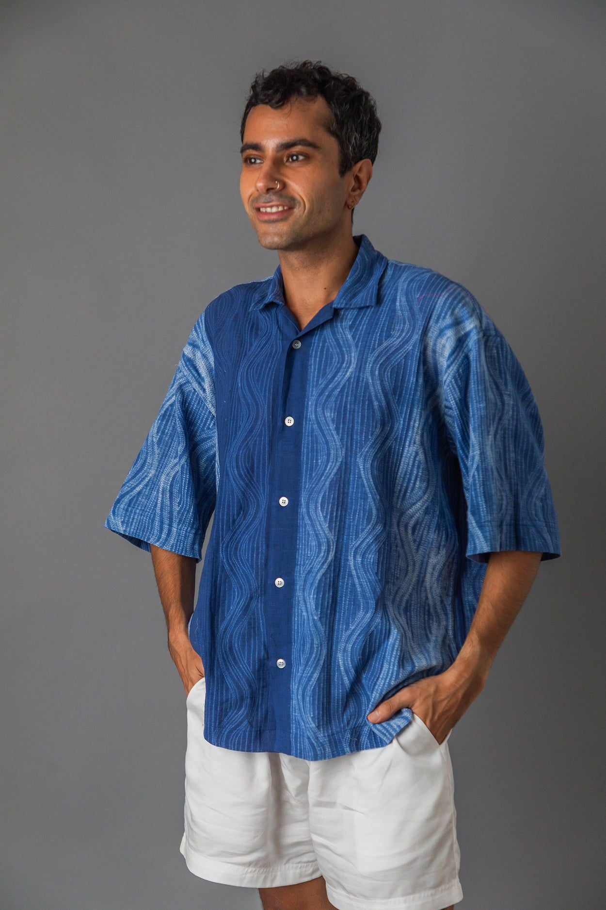 Wavy Blue Boxy Shirt