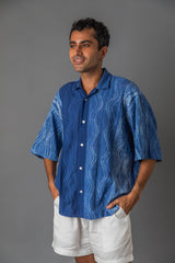 Wavy Blue Boxy Shirt