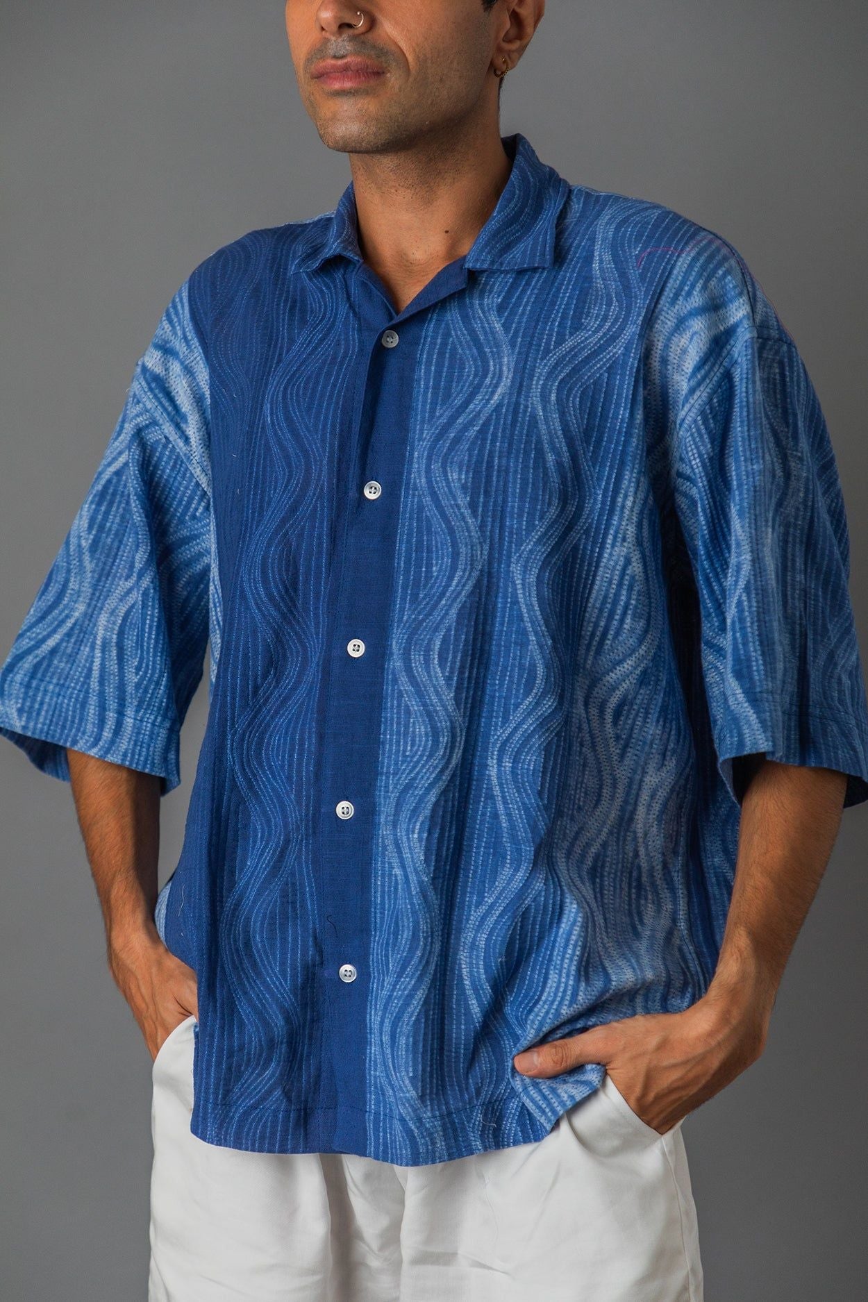 Wavy Blue Boxy Shirt