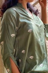 Olive Green Embroidered Co-ord Set (Set of Two)