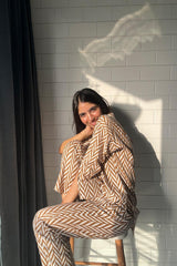 Brown Chevron Cotton Co-ord Set (Set of Two)
