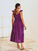 Purple Cotton Sleeveless Maxi Long Dress