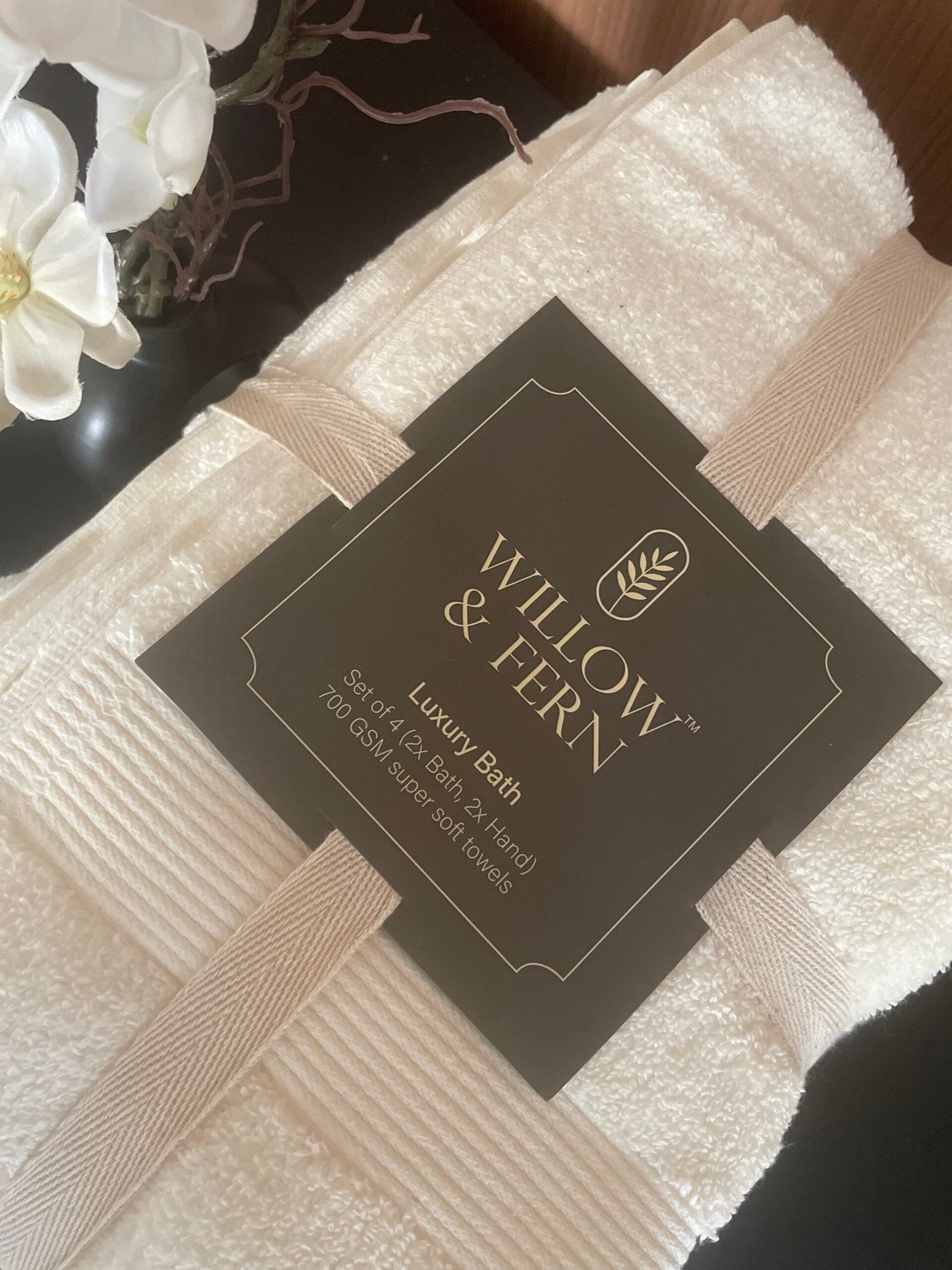 Off White Premium 700 GSM Cotton Towel Set