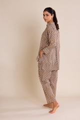 Brown Chevron Cotton Co-ord Set (Set of Two)