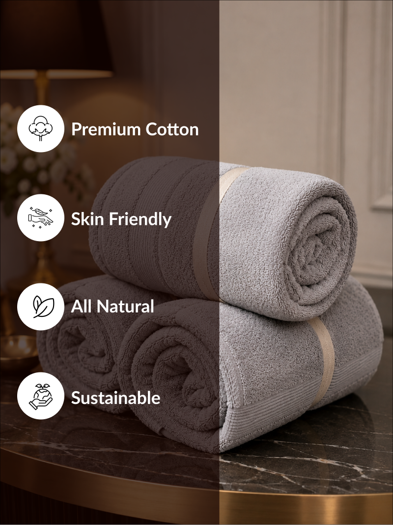 Silver Grey Premium 700 GSM Cotton Towel Set