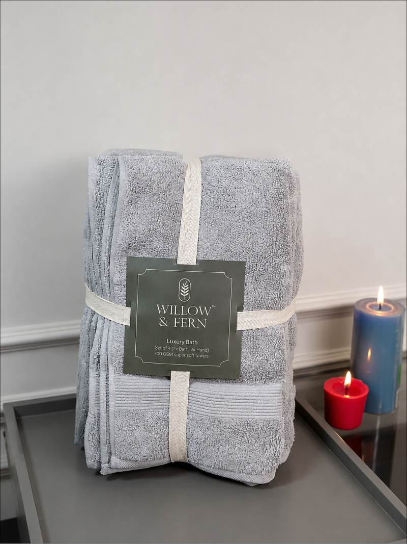 Silver Grey Premium 700 GSM Cotton Towel Set