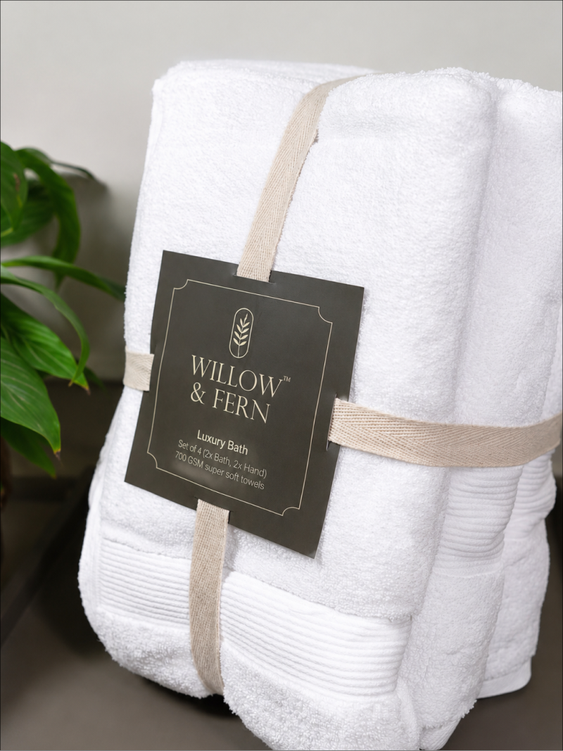 White Premium 700 GSM Cotton Towel Set