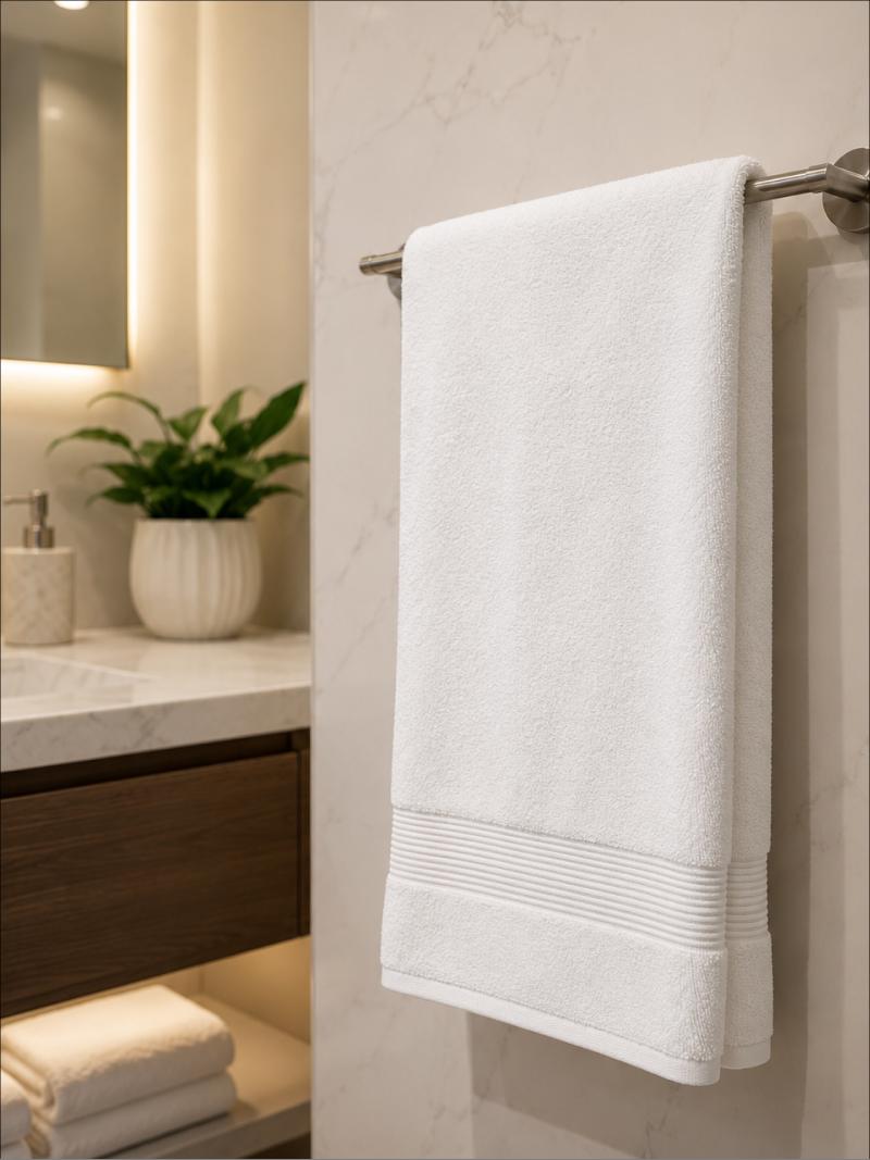 White Premium 700 GSM Cotton Towel Set