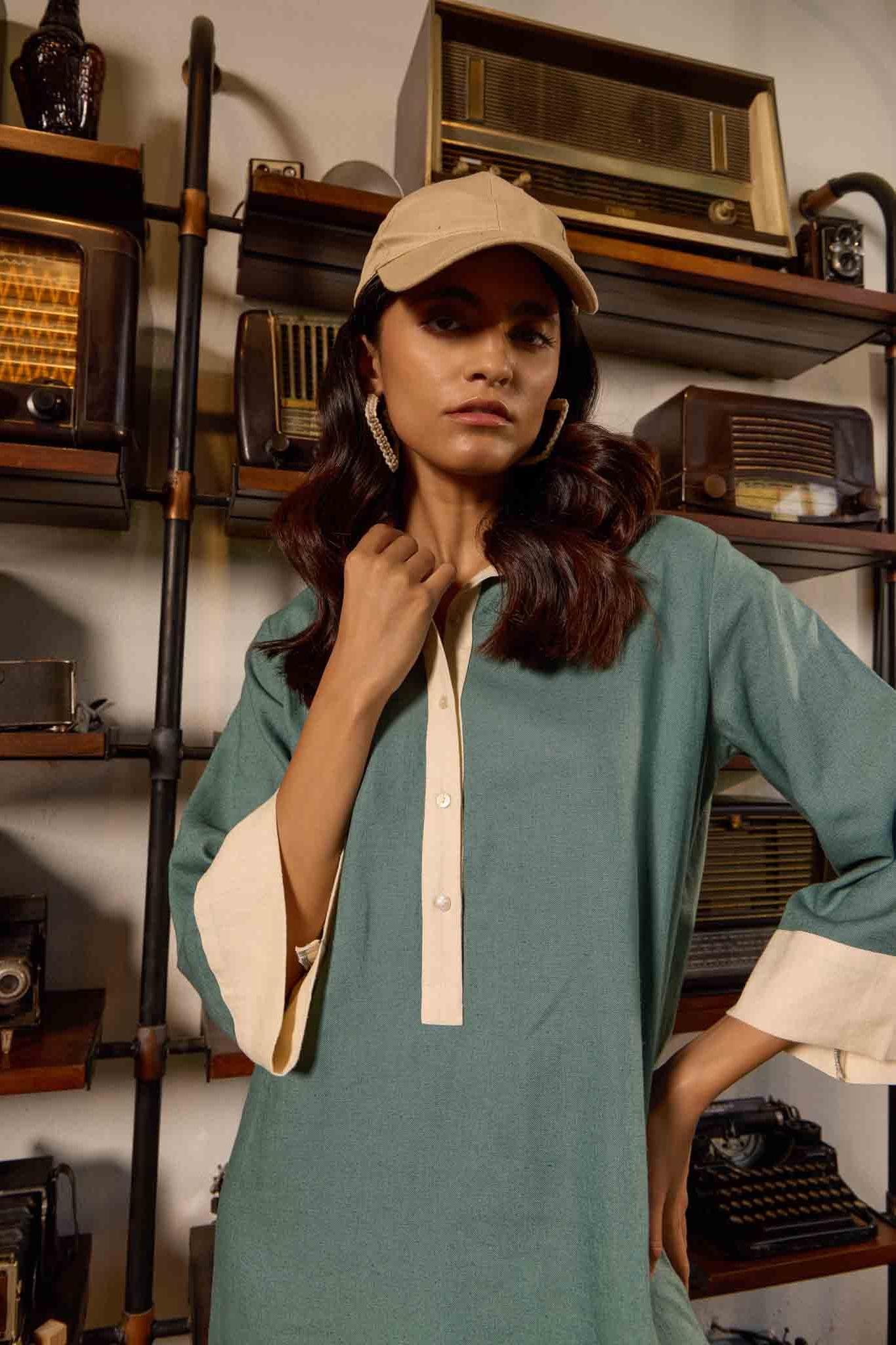 Linen Green Tunic Dress