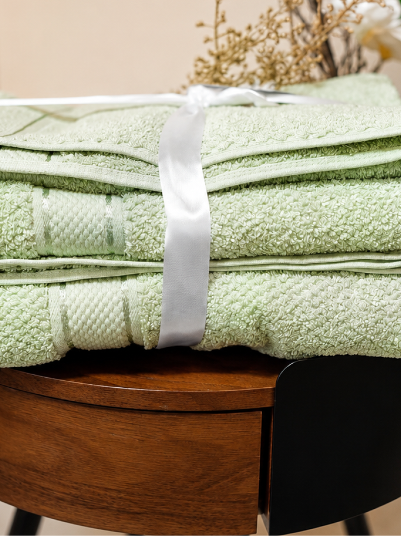Sage Green Premium Textured 550 GSM Cotton Towel Set