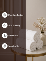 White Premium Textured  550 GSM Cotton Towel Set