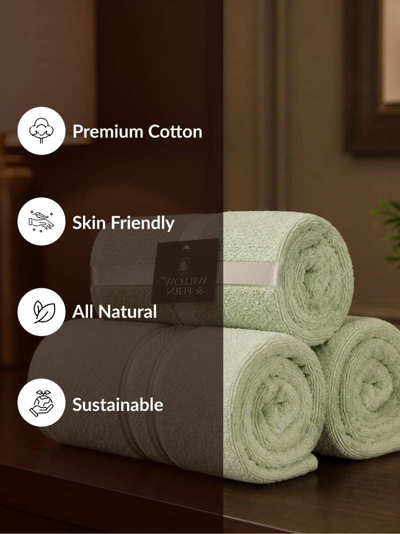 Sage Green Premium Textured 550 GSM Cotton Towel Set