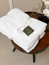 White Premium Textured  550 GSM Cotton Towel Set