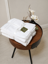 White Premium Textured  550 GSM Cotton Towel Set
