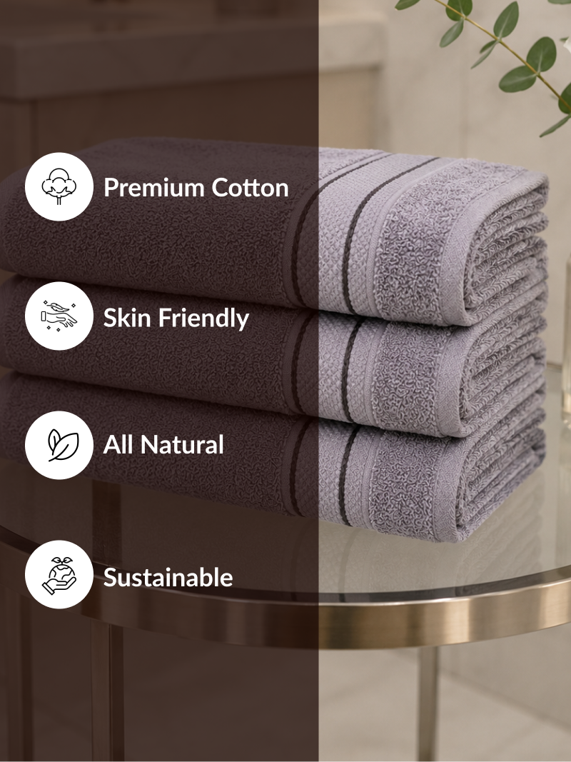 Dark Grey Premium 550 GSM Cotton Towel Set