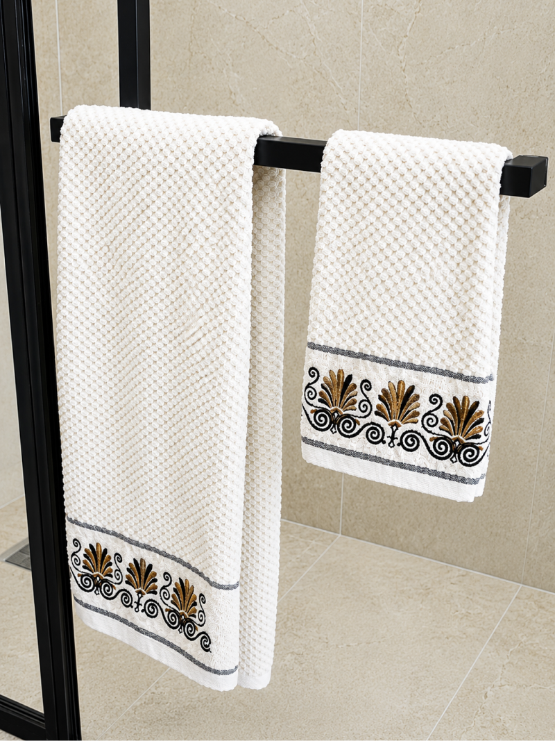 Premium 100% cotton scroll embroidery towel set