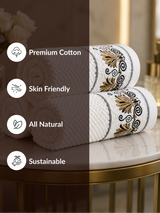 Premium 100% cotton scroll embroidery towel set