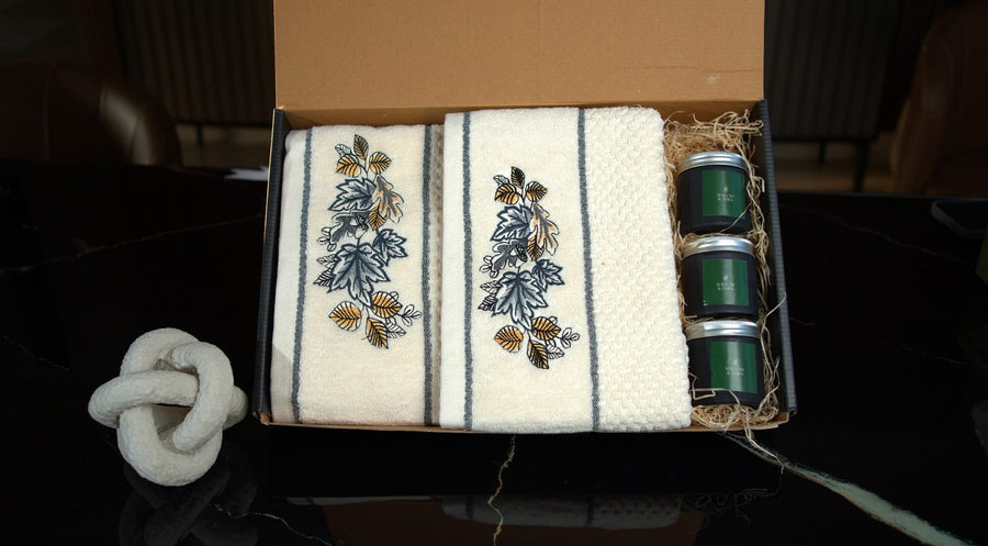 Embroidered Towel & Candle Box