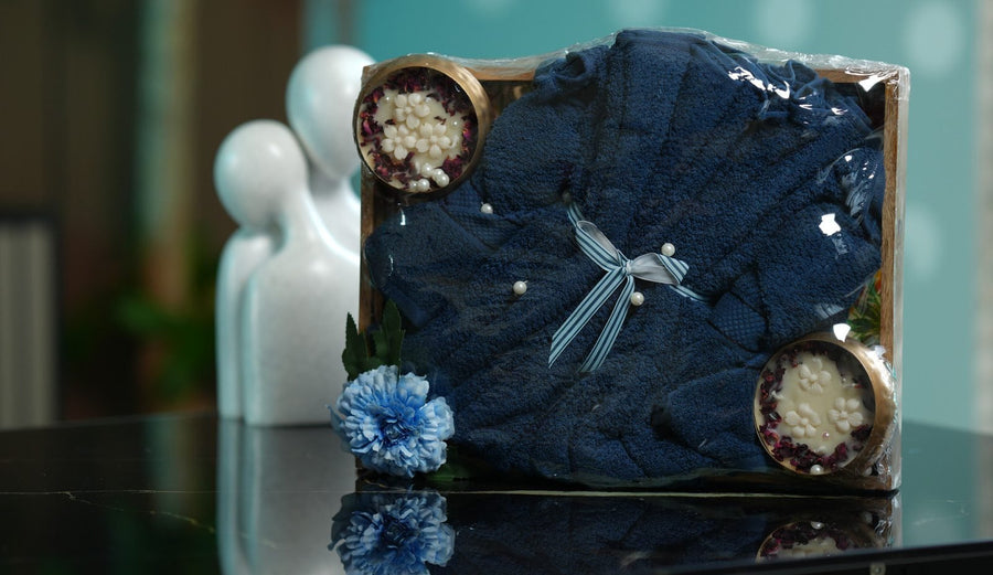 Towel & Candle Tray — Blue