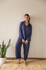 Navy Solid Co-ord Set (Set of Two)