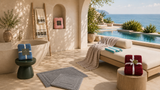 Willow & Fern towels and rugs styled in a seaside poolside suite